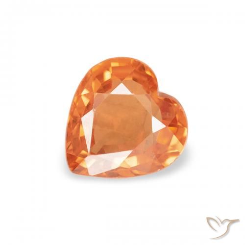 Zaffiro Arancio Medio naturale da 0.38 ct, Cuore, VVS-VS