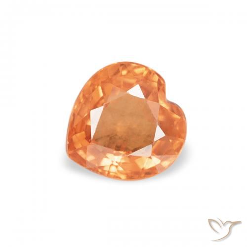 0.43ct Naturale Arancione brillante Zaffiro, Cuore, VS