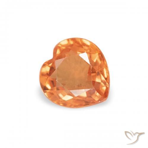 Zaffiro Arancione brillante naturale da 0.43 ct, Cuore, VS