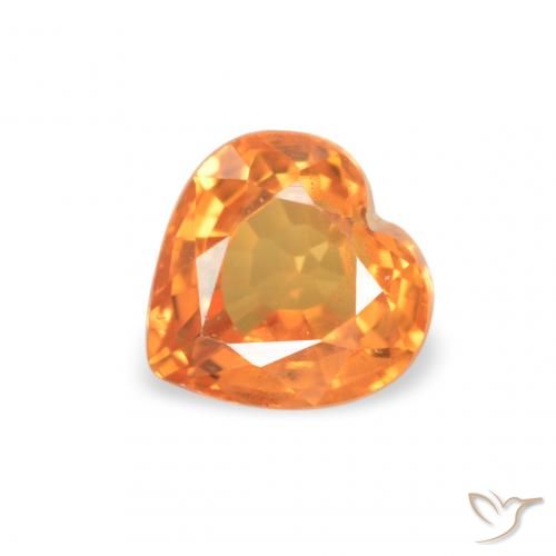 0.42ct Naturale Arancione brillante Zaffiro, Cuore, VS
