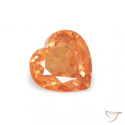 Zaffiro Arancione brillante naturale da 0.42 ct, Cuore, VS