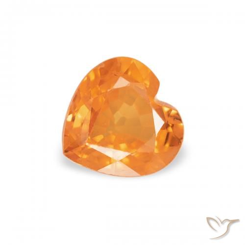 0.44ct Naturale Arancione brillante Zaffiro, Cuore, VVS-VS