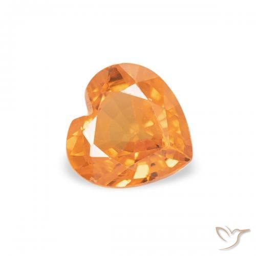 Zaffiro Arancione brillante naturale da 0.44 ct, Cuore, VVS-VS