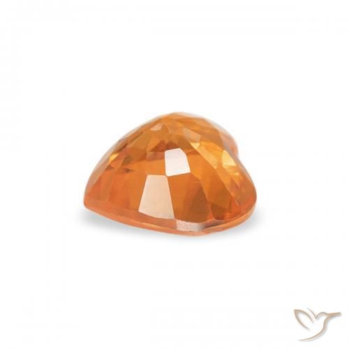 Zaffiro Arancione brillante naturale da 0.44 ct, Cuore, VVS-VS