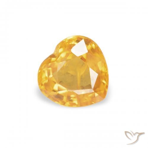 Zaffiro Arancione-Oro naturale da 0.44 ct, Cuore, VVS-VS