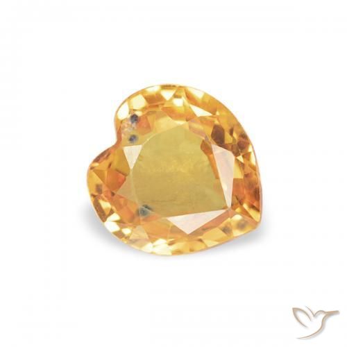 Zaffiro Arancio-Oro naturale da 0.43 ct, Cuore, VVS-VS