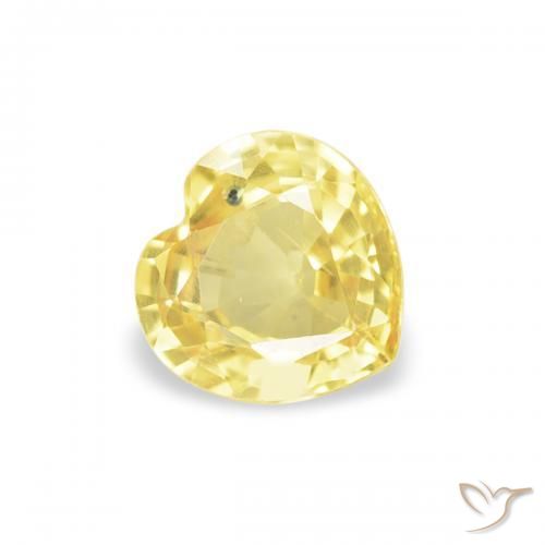 Zaffiro Giallo chiaro naturale da 0.41 ct, Cuore, VVS-VS
