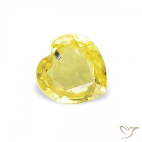 Zaffiro Giallo medio naturale da 0.39 ct, Cuore, VVS-VS