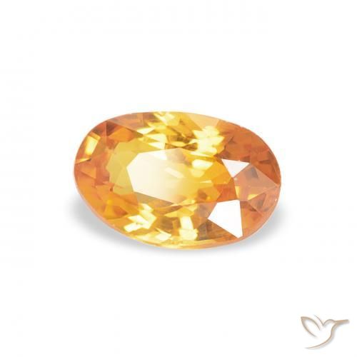 Zaffiro Arancio intenso-OroG naturale da 0.60 ct, Ovale, VS