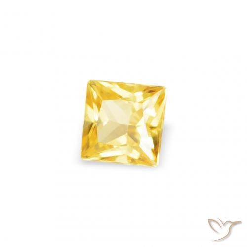 Zaffiro Giallo medio naturale da 0.18 ct, Quadrato, VS