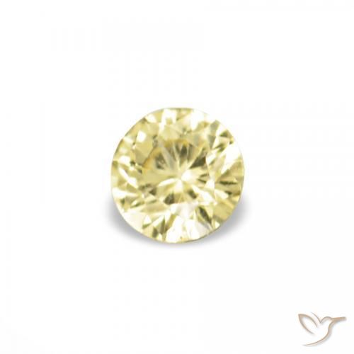 Gemme di Zaffiro Giallo pallido naturale da 1.53 ct, Rotondo, VVS-VS