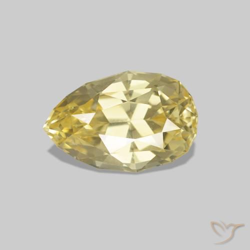 Zaffiro Giallo chiaro naturale da 1.18 ct, Forma a pera, VVS