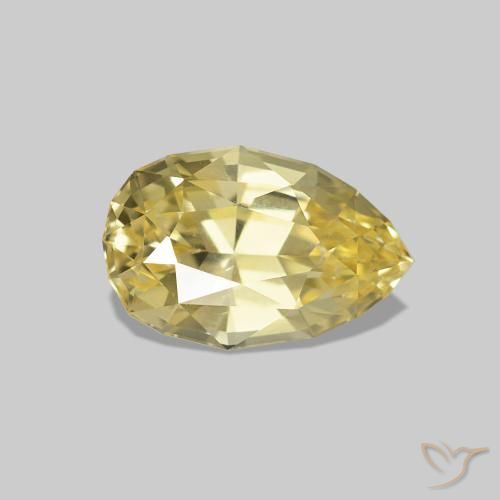 Zaffiro Giallo chiaro naturale da 1.18 ct, Forma a pera, VVS