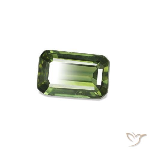 Zaffiro naturale verde da 0,38 ct, taglio smeraldo, VS