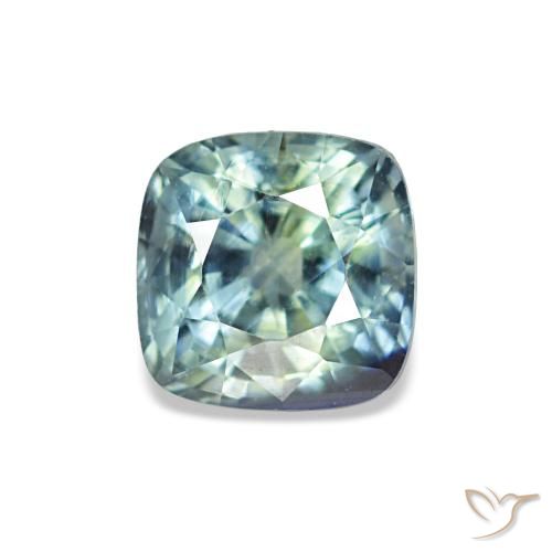 Zaffiro naturale verde petrolio da 0,67 ct, taglio a cuscino, VS