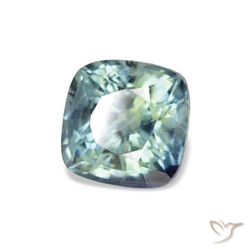 Zaffiro naturale verde petrolio da 0,67 ct, taglio a cuscino, VS