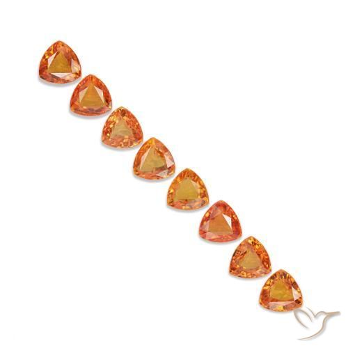 Zaffiro naturale arancione da 5,34 ct, trillion, VVS