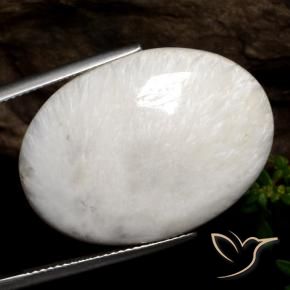 Scolecite naturale bianco da 22,71 ct, taglio ovale, opaco