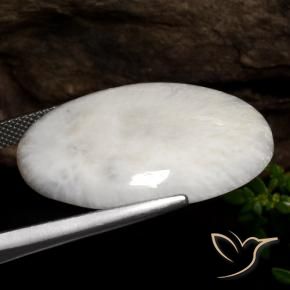 Scolecite naturale bianco da 22,71 ct, taglio ovale, opaco