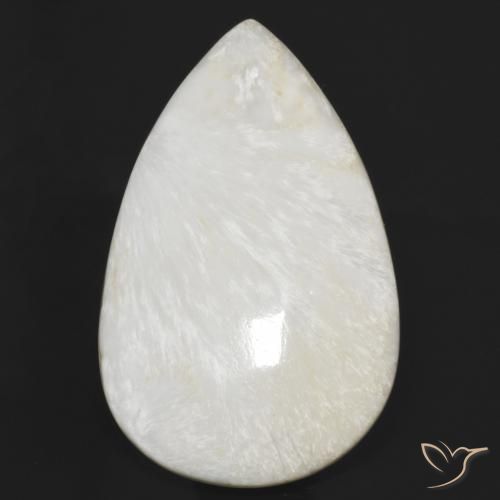 59.54ct Naturale Bianco chiaro Scolecite, Forma a pera, Opaco