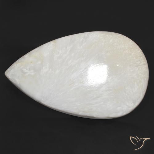 Scolecite Bianco chiaro naturale da 59.54 ct, Forma a pera, Opaco