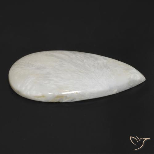 Scolecite Bianco chiaro naturale da 59.54 ct, Forma a pera, Opaco