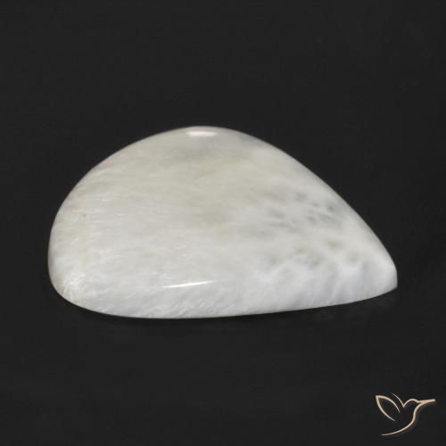 Scolecite Bianco naturale da 21.56 ct, Forma a pera, Opaco