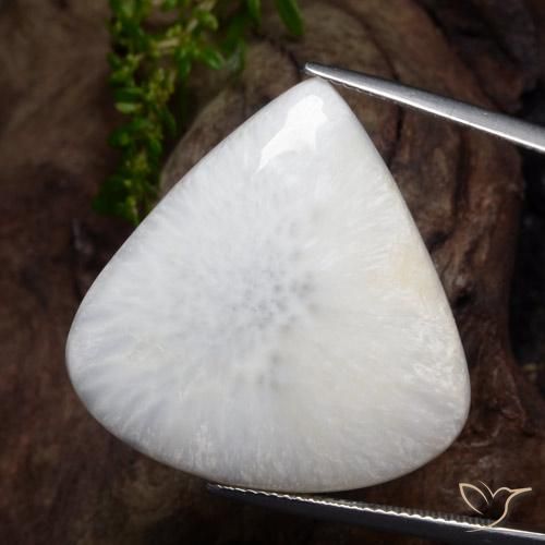 21.93ct Naturale Bianco Scolecite, Forma a pera, Opaco