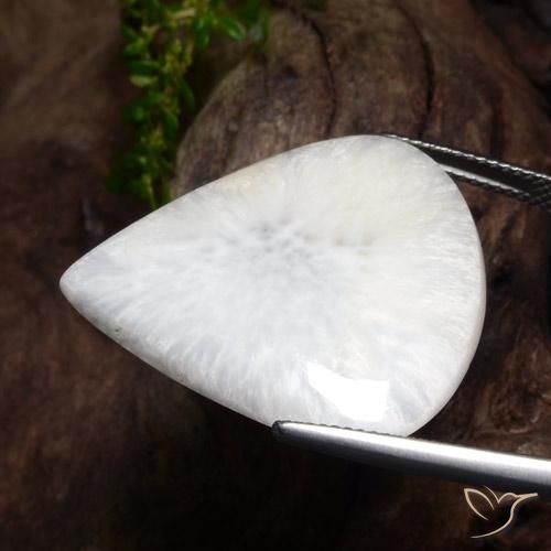Scolecite Bianco naturale da 21.93 ct, Forma a pera, Opaco