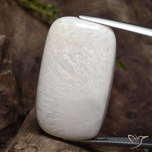 28.79ct Naturale Bianco Scolecite, Cuscino, Opaco