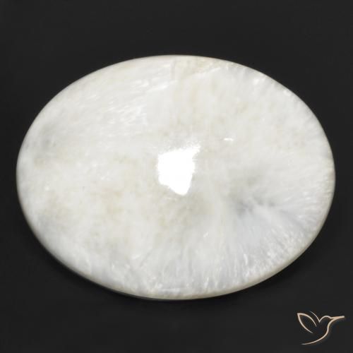 Scolecite naturale bianco da 28,95 ct, taglio ovale, opaco