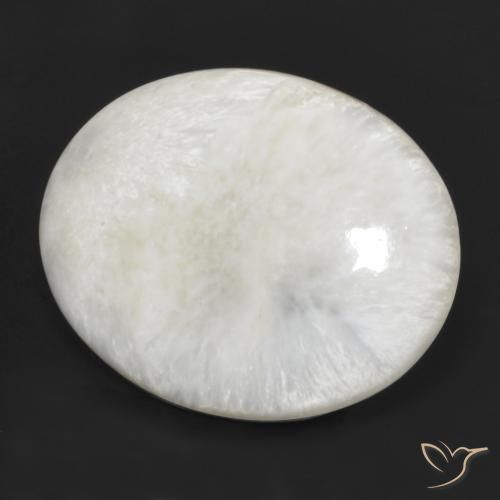 Scolecite naturale bianco da 28,95 ct, taglio ovale, opaco