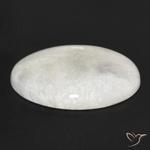 Scolecite naturale bianco da 28,95 ct, taglio ovale, opaco