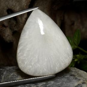 Scolecite naturale bianco da 21,19 ct, taglio a pera, opaco