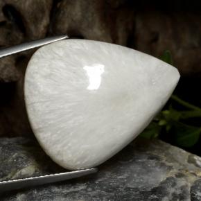 Scolecite naturale bianco da 21,19 ct, taglio a pera, opaco