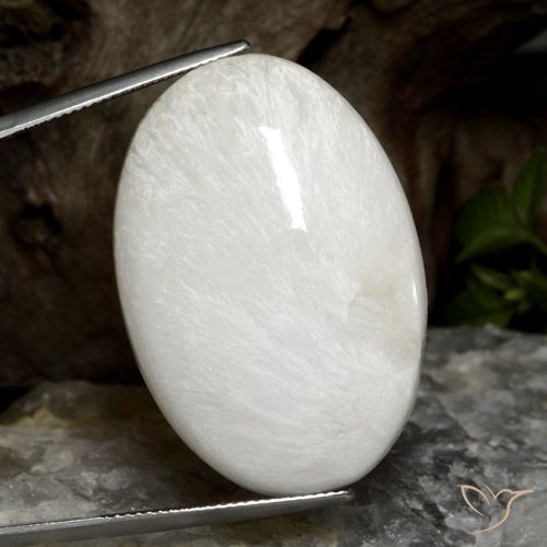 38.06ct Naturale Bianco grigiastro chiaro Scolecite, Ovale, Opaco
