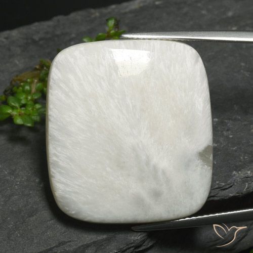 24.36ct Naturale Bianco grigiastro chiaro Scolecite, Cuscino, Opaco