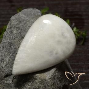 Scolecite Bianco crema naturale da 28.69 ct, Forma a pera, Opaco