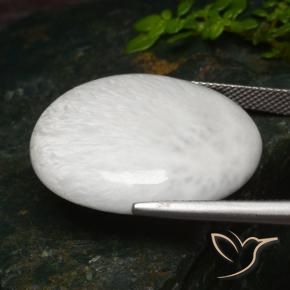 Scolecite Bianco chiaro naturale da 25.71 ct, Ovale, Opaco