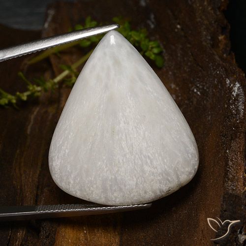 26.24ct Naturale Bianco chiaro Scolecite, Forma a pera, Opaco