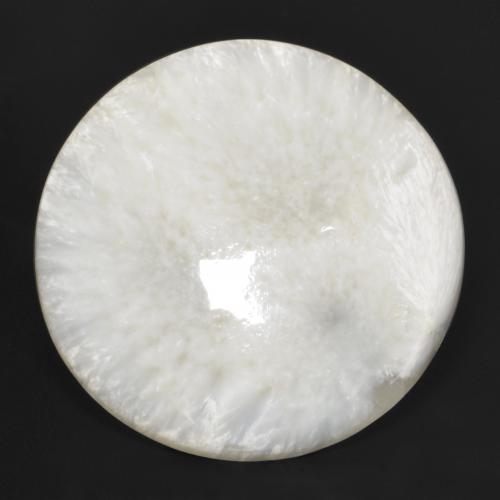 Scolecite naturale bianco da 28,29 ct, taglio rotondo, opaco