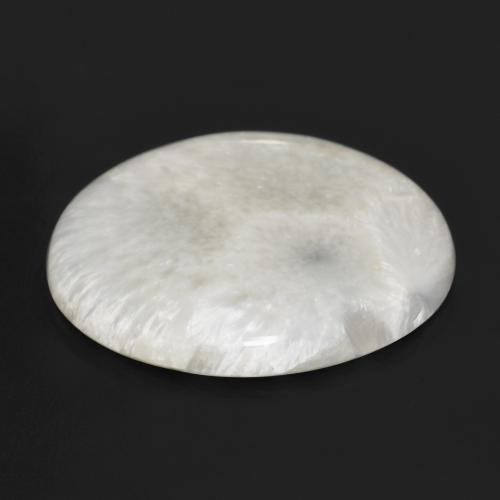 Scolecite naturale bianco da 28,29 ct, taglio rotondo, opaco