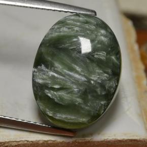 Serafinite naturale verde da 9,70 ct, taglio ovale, opaco