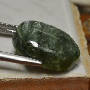 Serafinite naturale verde da 9,70 ct, taglio ovale, opaco