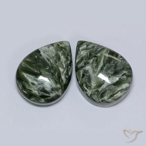 Gemme di Serafinito Army Green naturale da 16.67 ct, Forma a pera, Opaco
