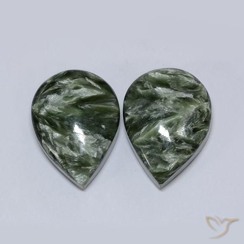 Gemme di Serafinito Army Green naturale da 16.67 ct, Forma a pera, Opaco