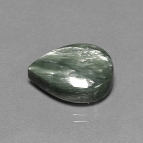 Serafinite naturale verde da 8,33 ct, taglio a pera, opaco