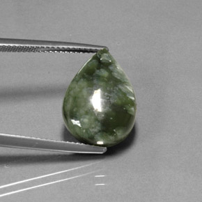 Serafinite naturale verde da 8,25 ct, taglio a pera, opaco