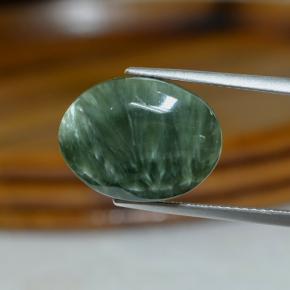 Serafinito Verde naturale da 9.20 ct, Taglio ovale, Opaco