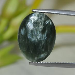 Serafinite naturale verde da 7,43 ct, taglio ovale, opaco
